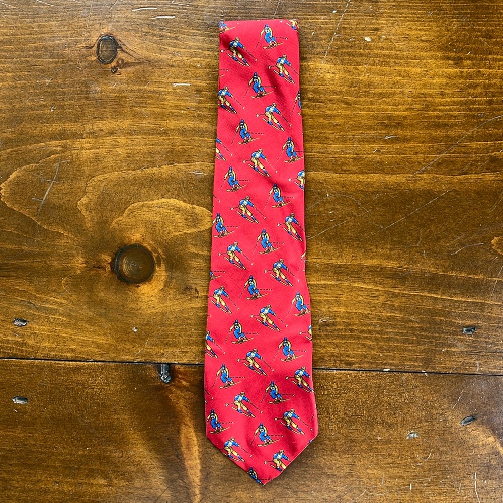Polo Ralph Lauren Vintage Red Silk Tie Skiing NWT